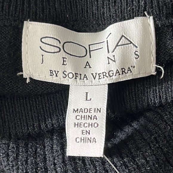 Sofia Jeans Sweater Women's Size L Black Cold Shoulder Long Sleeves - Picture 6 of 9